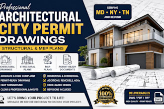do architectural city permit drawings, structural and mep plans for MD ny tn tx