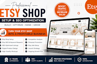 setup etsy shop, etsy listing, etsy digital products, and etsy SEO