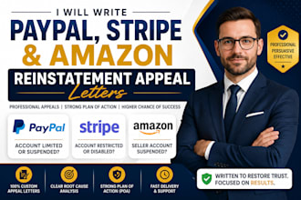 write paypal, stripe, and amazon reinstatement appeal letters