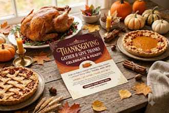 thanksgiving holiday, party, restaurant, and event flyers
