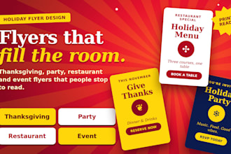 thanksgiving holiday, party, restaurant, and event flyers