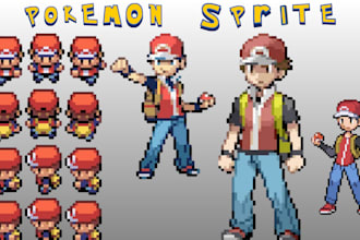 create pokemon or fakemon pixel art trainer sprite characters for your game