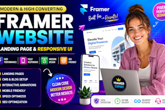design a modern framer website, landing page and responsive UI