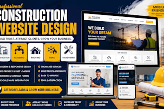 design construction, plumbing, roofing, hvac, handyman website
