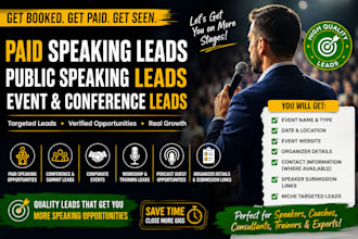 generate paid speaking lead, public speaking leads, event leads