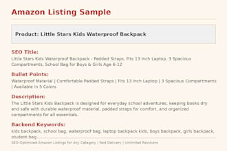 write SEO optimized amazon product listings for any category