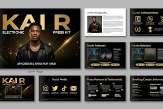 design a professional music artist epk, media kit and clickable press kit