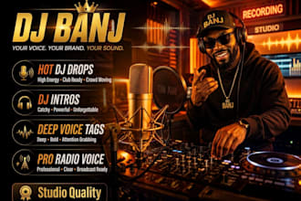 provide you hottest dj drop, dj intro and pro radio voice, deep voice dj tags