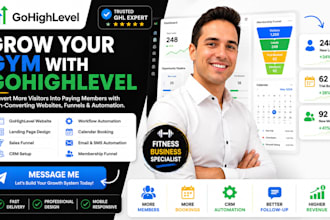 create gohighlevel sales funnel, website landing page for gyms and fitness crm