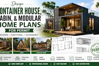 design container house, cabin, and modular home plans for permit