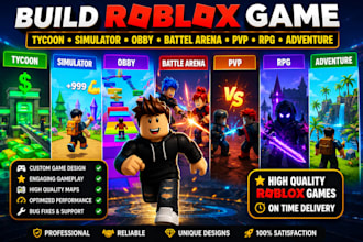 build roblox game, tycoon, simulator, obby, battel arena, pvp, rpg, adventure