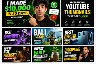 design eye catching youtube thumbnails for gaming, tech and vlog videos