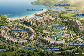 design 3d master plan for resorts parks estates, hotels and hospitality project