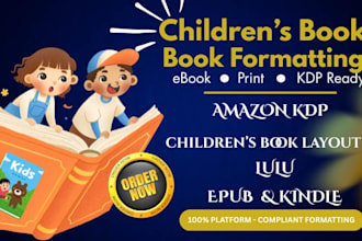 do children, kid book formatting for amazon KDP, paperback, ingramspark, ebook
