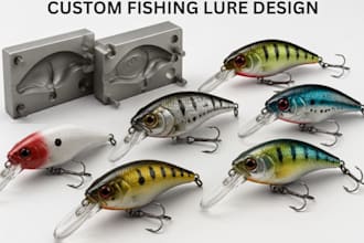 design 3d fishing lure prototype jig cad swimbait mold stl model for 3d printing