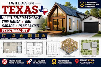 design texas architectural tiny house adu plan garage pack layout structural set