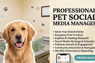 be your pet store social media manager for pet grooming and pet products