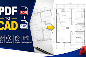 pdf to cad autocad conversion blueprint redraw build drawing hand sketch cad