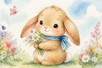 paint cute animal watercolor children art