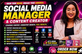 be social media manager for instgram, facebook, tiktok, expert content creator