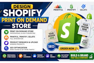 design shopify print on demand store printful printify gelato SEO product upload