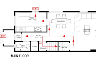 design an emergency exit floor plan for short term rental license approval