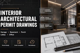 do interior architectural permit drawing, garage, basement, porch, lobby, office