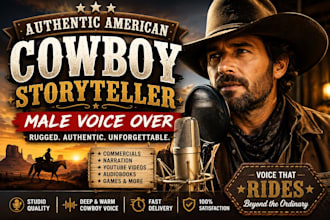 deliver authentic american cowboy storyteller male voice over