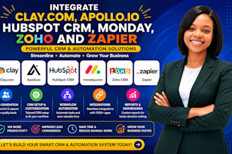 integrate claycom,apollo io hubspot crm,monday,zoho and zapier