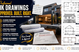 draw uk planning permission building regulations and structural drawings