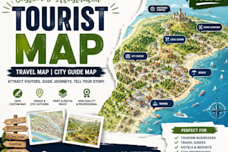 design a custom tourist map, travel map, city guide and illustrated map