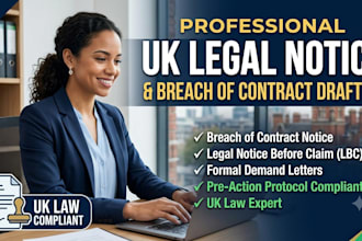 draft a UK breach of contract notice or legal notice before claim