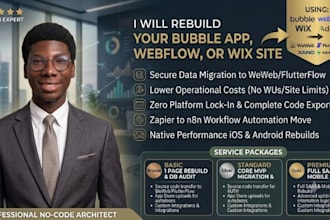 convert rebuild migration webflow bubble app to weweb flutterflow xano supabase