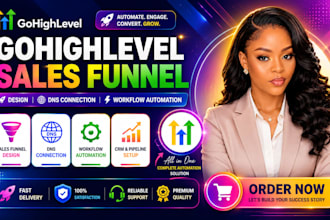 setup gohighlevel sales funnel design, dns connection, vsl, workflow automation