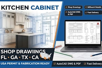 fl ga tx ca do kitchen cabinet shop drawings for USA project