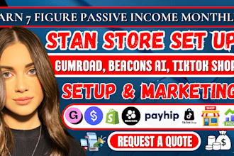 setup stan store, tiktok shop, gumroad, beacons ai, payhip marketing