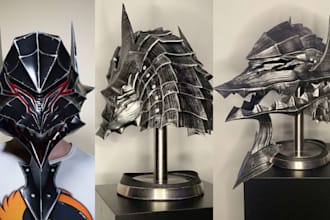 design custom 3d mask model cosplay helmet wearable armor model for 3d printing