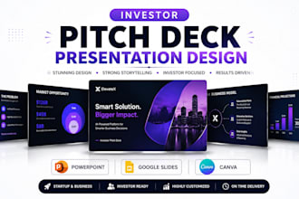 pitch deck design, investor pitch deck, startup presentation, powerpoint slides