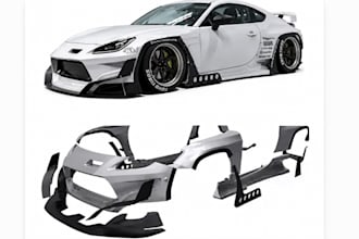 custom 3d car body kit, custom car parts, 3d print, widebody kit, automotive cad