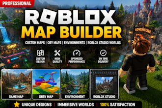 build a custom roblox map, game map, environment, obby map, roblox studio world