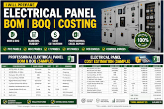 prepare electrical panel bom, boq and material costing