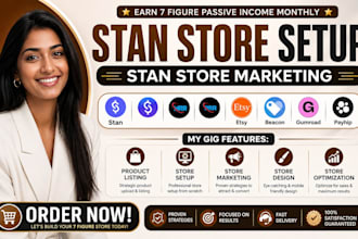 setup stan store, beacons ai, gumroad and payhip store