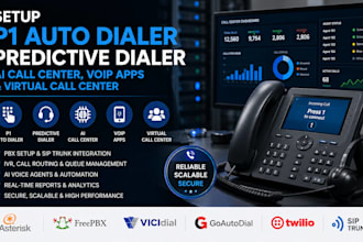 setup p1 auto dialer, predictive dialer, ai call center, voip apps, virtual call