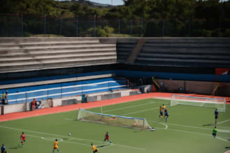 remodel stadium, training ground design, forest tennis court, seating area