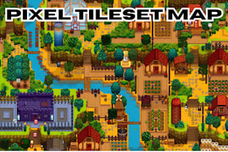 design pixel tileset pixel background tile map for pokemon and rpg game