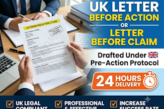 draft a UK letter before action or letter before claim under pre action protocol