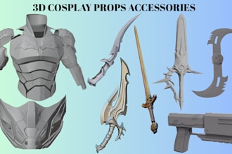 design 3d cosplay props 3d weapon cosplay armor accessories for 3d printing
