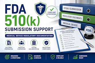 prepare fda 510k submission and regulatory documents