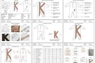 design custom kids and baby clothing designs with tech packs