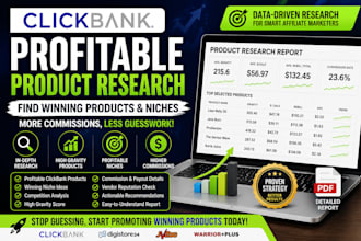 find profitable clickbank product with expert niche research